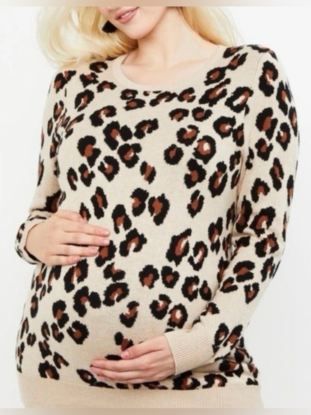 Motherhood Leopard Print Maternity Sweater